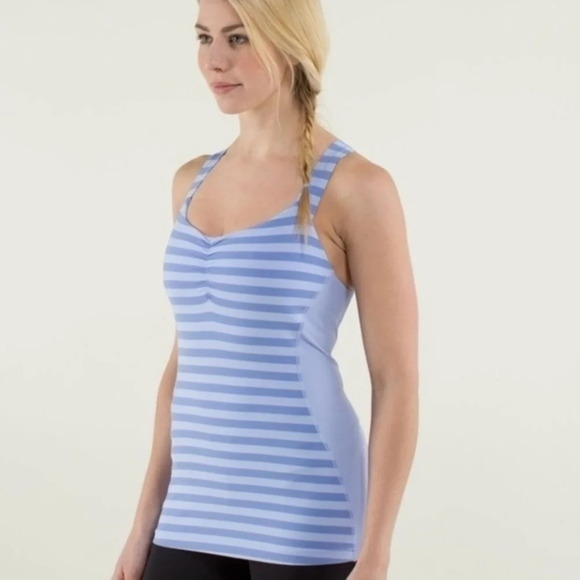 Lululemon Core Kicker Purple Striped Top 6 - Picture 1 of 6